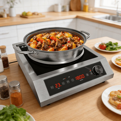 1800W Portable Induction Cooktop, Commercial Hot Plates, Commercial-Grade Electric Countertop Burner with Timer, Induction Hot Plate with LED Screen, 10 Power (100W-1800W), 14 Temp Setting (140°F-536°F)