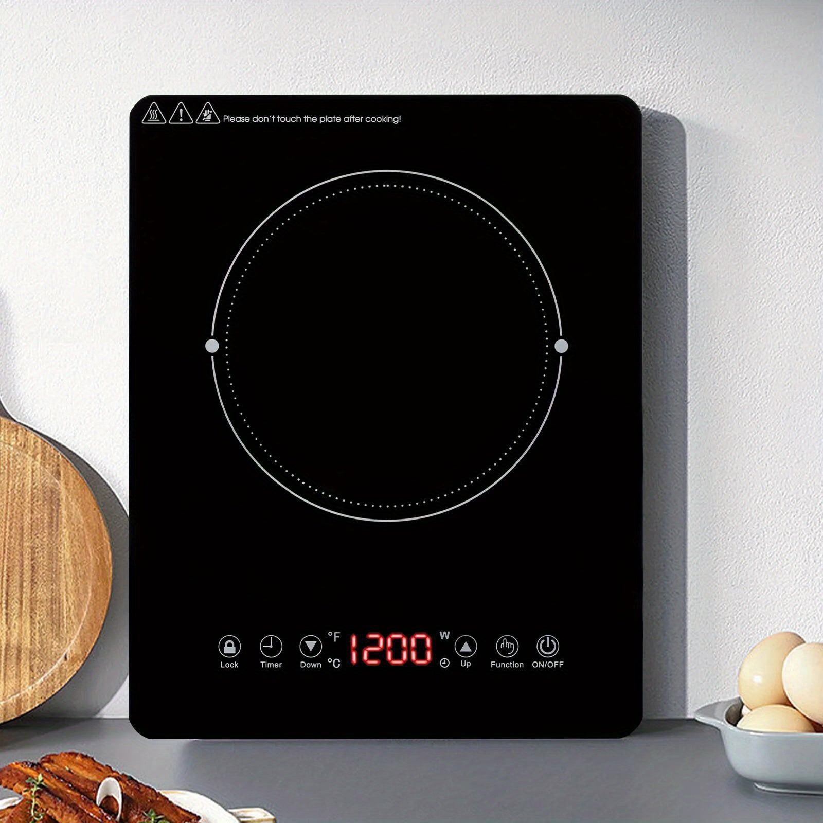 Induction Cooktop 1800W Ultra Thin Portable Induction Cooktop - Single Electric Cooktops Countertop Stove with 9 Temperature & Power Levels, 3-hour Timer, Safety Lock