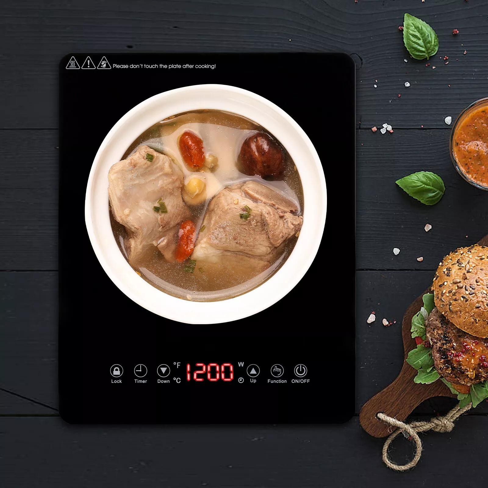Induction Cooktop 1800W Ultra Thin Portable Induction Cooktop - Single Electric Cooktops Countertop Stove with 9 Temperature & Power Levels, 3-hour Timer, Safety Lock
