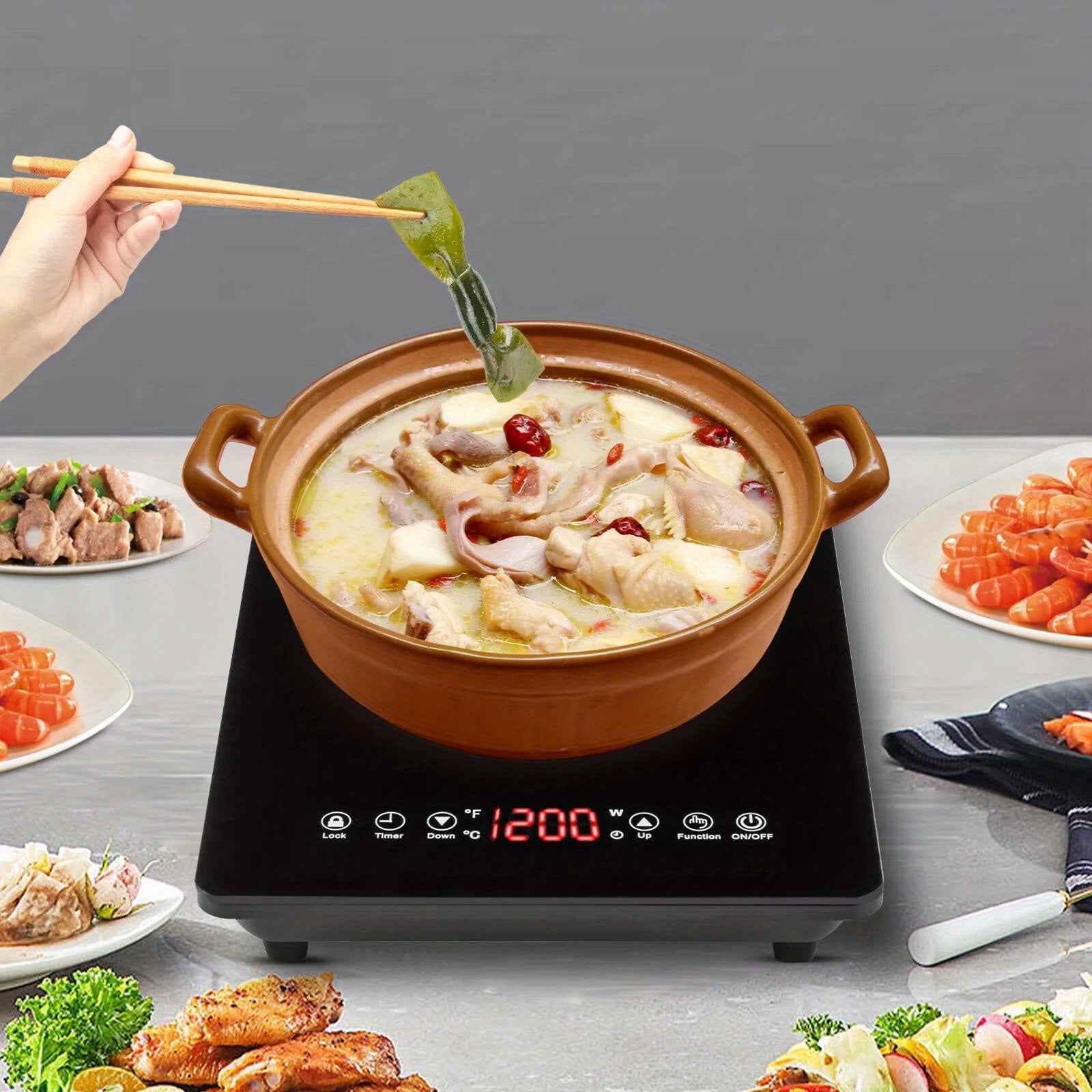 Induction Cooktop 1800W Ultra Thin Portable Induction Cooktop - Single Electric Cooktops Countertop Stove with 9 Temperature & Power Levels, 3-hour Timer, Safety Lock