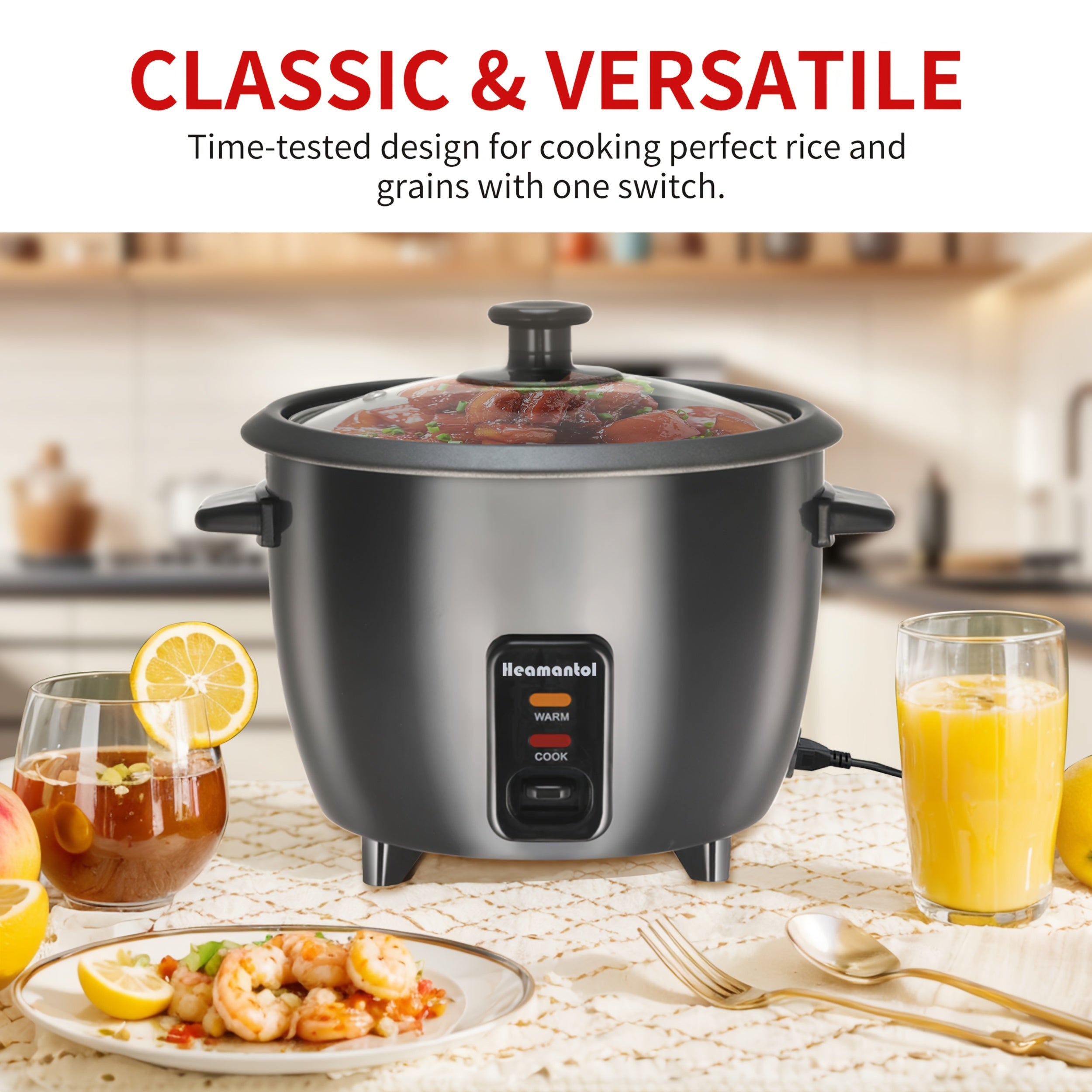 A Rice Cooker Featuring a Detachable Nonstick Pot, It Also Functions As a Yogurt Maker with an Automatic Keep Warm Feature. It Has a Large Capacity of 6 Cups When Cooked (1.5 Quarts) And 3 Cups When Uncooked. This One-Touch Operation Grain Cooker Se
