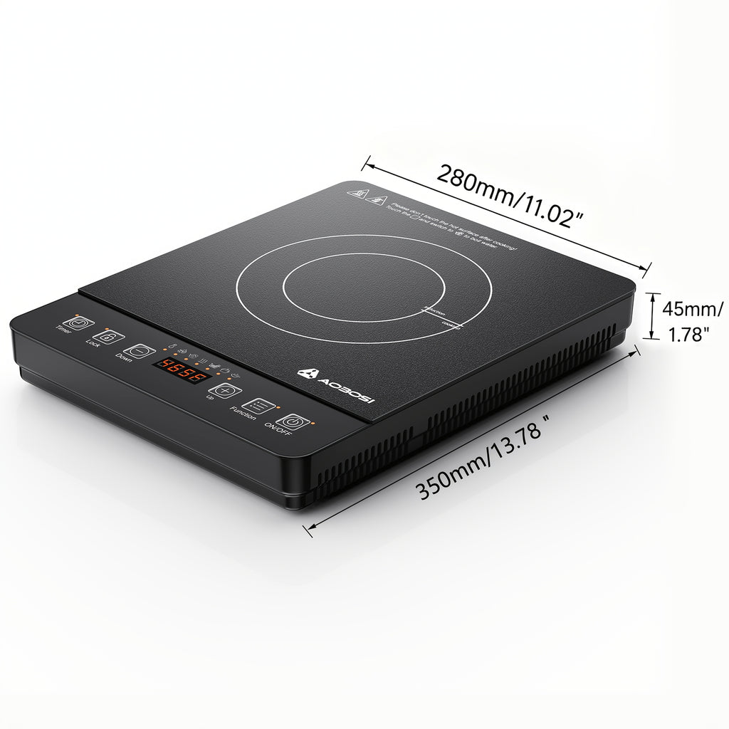 AOBOSI Portable Induction Cooktop, 1800W Fast And Efficient Cooking, Blue LCD Screen, 17 Power Levels\u002F20 Temperature Levels, Pause\u002Ftimer, One-touch Cooking, Three-stage Program, Suitable For Home Kitchens, Apartments, And As A Gift