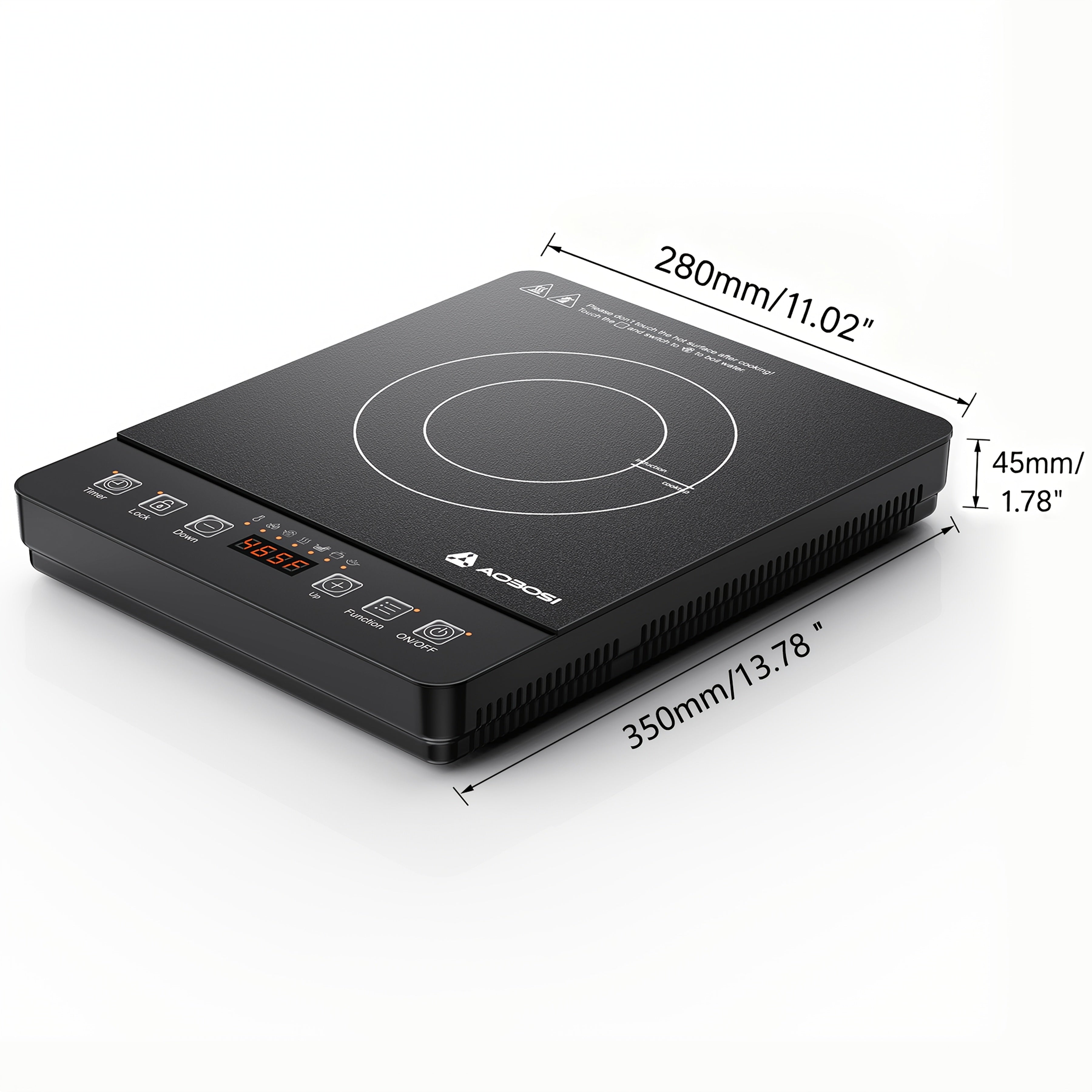 AOBOSI Portable Induction Cooktop, 1800W Fast And Efficient Cooking, Blue LCD Screen, 17 Power Levels\u002F20 Temperature Levels, Pause\u002Ftimer, One-touch Cooking, Three-stage Program, Suitable For Home Kitchens, Apartments, And As A Gift