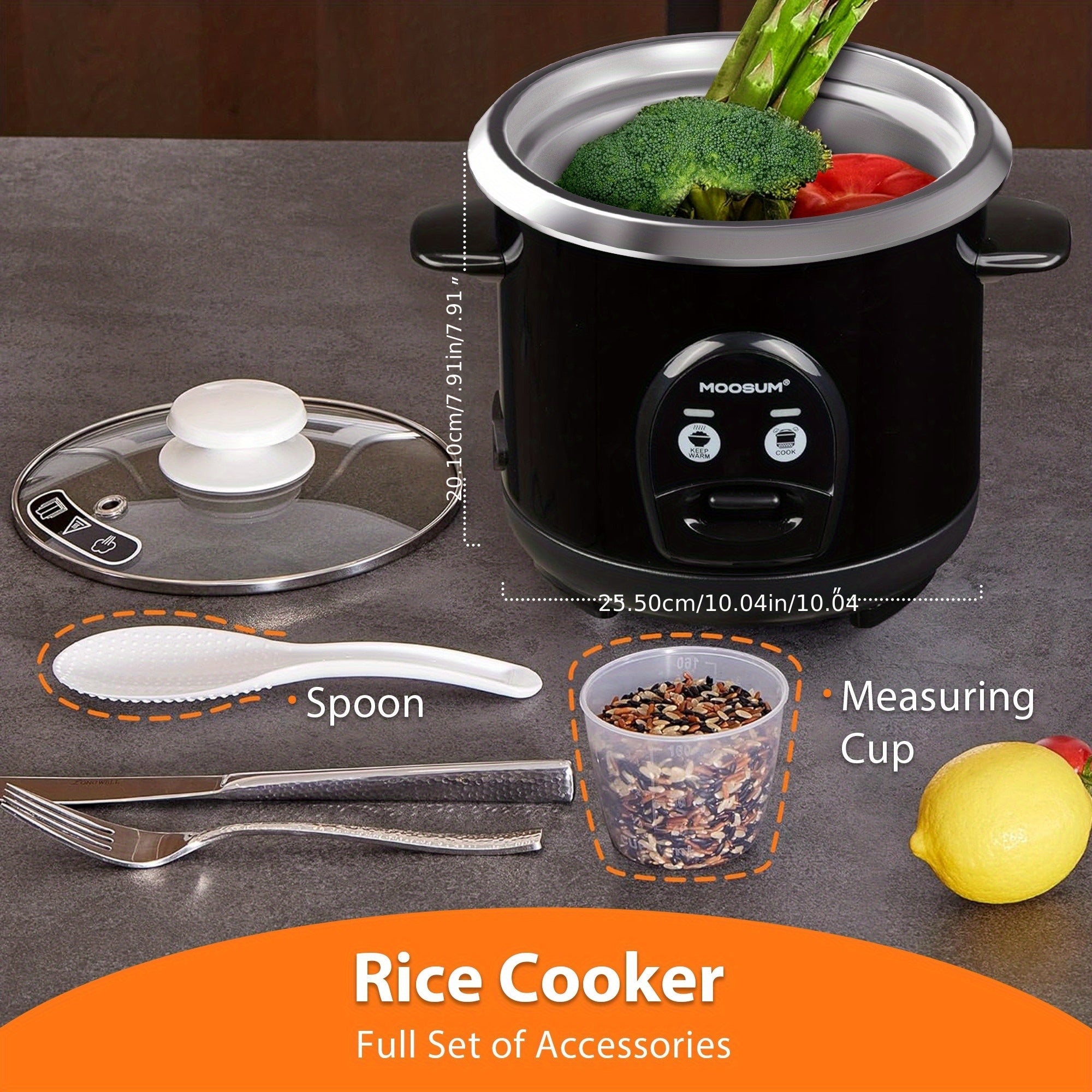 3-Cup Uncooked for rice Cooker Small & Food Steamer - Stainless Steel Non-Toxic Inner Pot, One-Touch Multifunction For Rice\u002FSaute\u002FYogurt, Dishwasher Safe, 1-3 People Size, Black