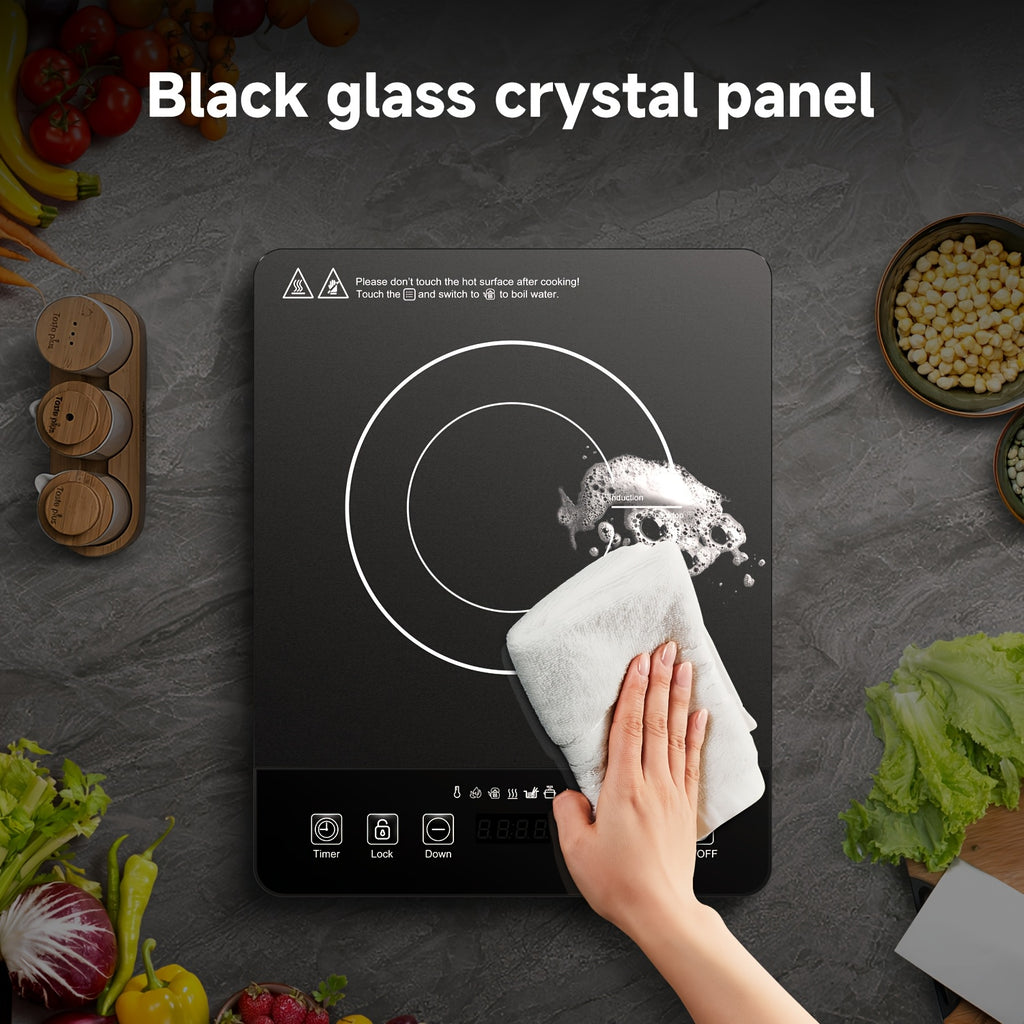 AOBOSI Portable Induction Cooktop, 1800W Fast And Efficient Cooking, Blue LCD Screen, 17 Power Levels\u002F20 Temperature Levels, Pause\u002Ftimer, One-touch Cooking, Three-stage Program, Suitable For Home Kitchens, Apartments, And As A Gift