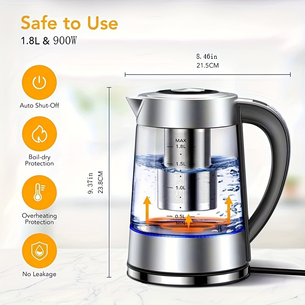 Electric Kettle, 60.87oz Electric Glass Kettle with 12 Temperature Controls, 24-Hour Keep-Warm, Stainless Steel Filter And Inner Lid, Glass Kettle for Coffee, Tea, And Powdered Milk