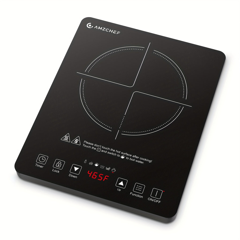 AMZCHEF 1800W Induction Cooktop, Household Single Head Portable Induction Cooker, Intelligent Touch Control, Multi Level Firepower Adjustment, with Timer And Overheating Protection