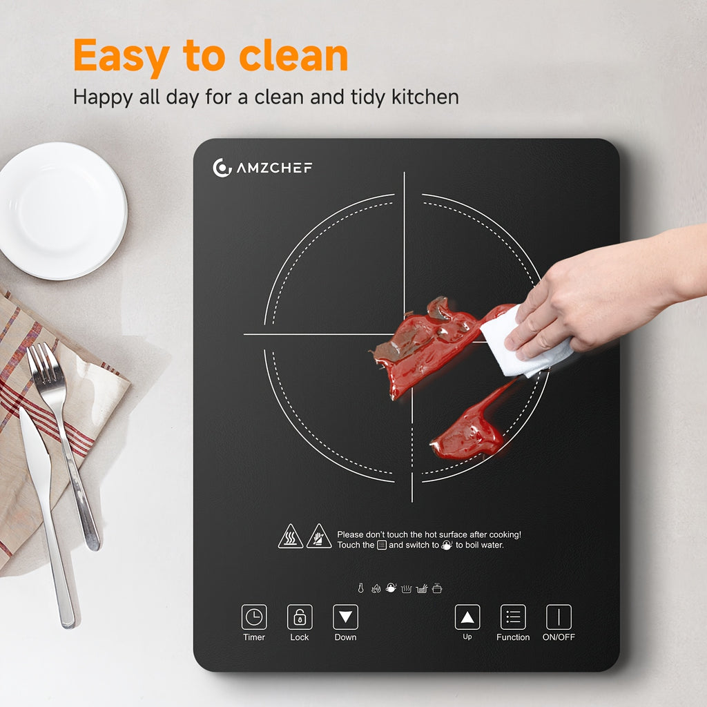 AMZCHEF 1800W Induction Cooker, Household Single Head Portable Induction Cooktop, Intelligent Touch Control, Multi Level Firepower Adjustment, with Timer And Overheating Protection Suitable for Personal Use And Gift Giving