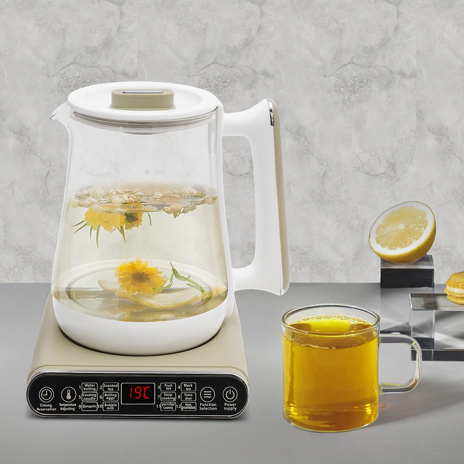 800W Electric Kettle, 1.8L\u002F60.87Oz Multifunctional Health Pot | Thickened Glass & Stewpot, 12 Functions for Tea, Coffee, and Boiling Water, GDRASUYA10 Brand