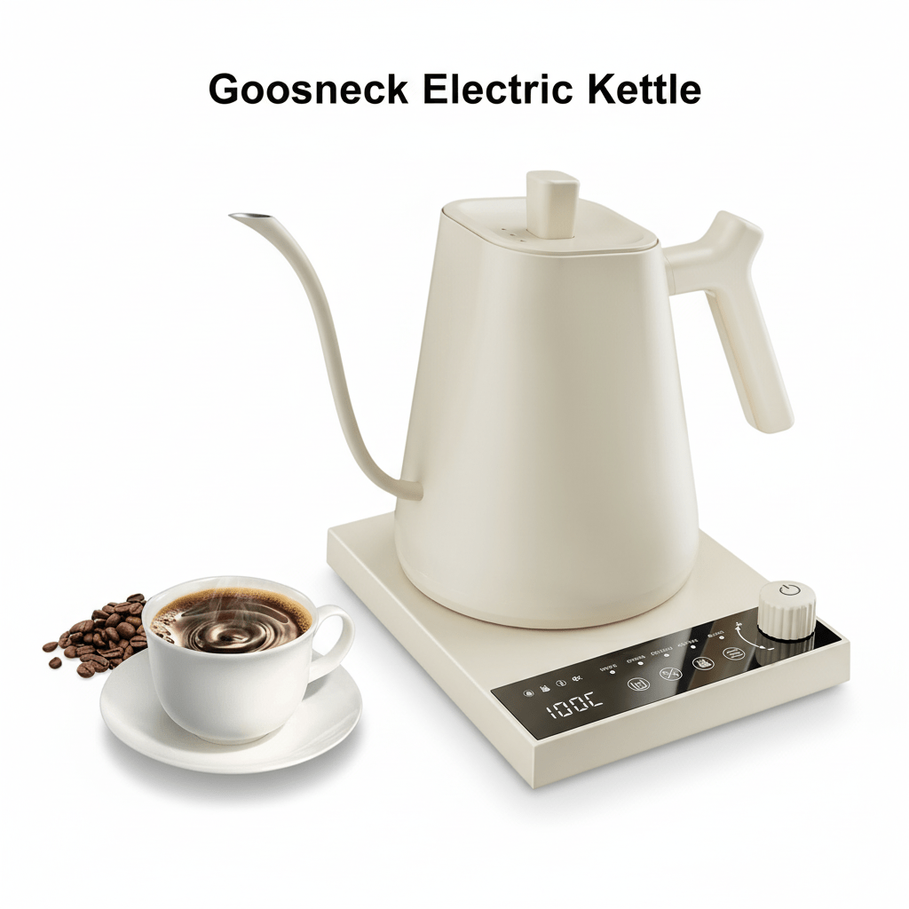 Gooseneck Electric Kettle 20.29oz (Black\u002FWhite) - Precision Temperature Control, Stainless Steel Inner Pot, Fast Heating for Pour Over Coffee, Tea Brewing And Hot Water Boiling