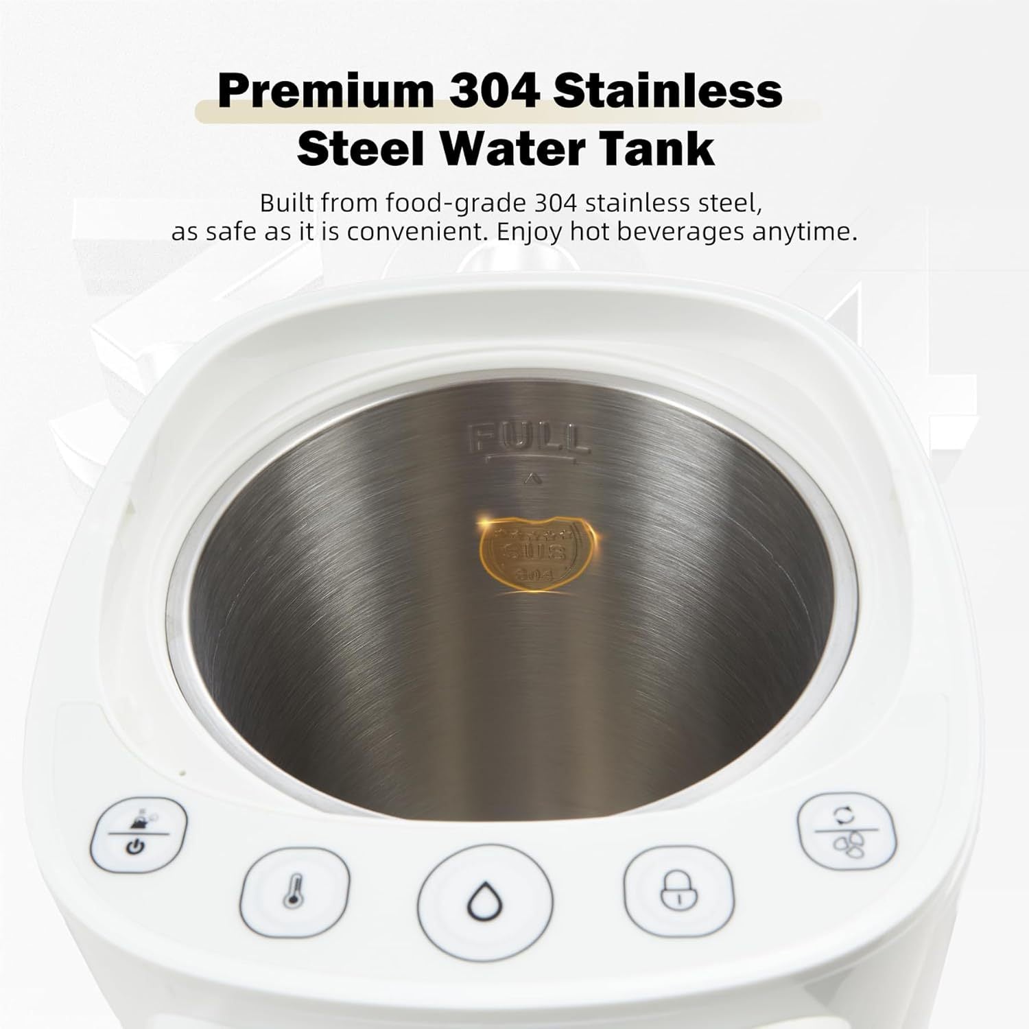 OCTAVO Water Boiler & Warmer 5 Liter, 304 Stainless Steel Water Tank, 700 Watt 6 Adjustable Water Temperature, LCD Touch Control Screen, Child Lock with Water Shortage Indicator