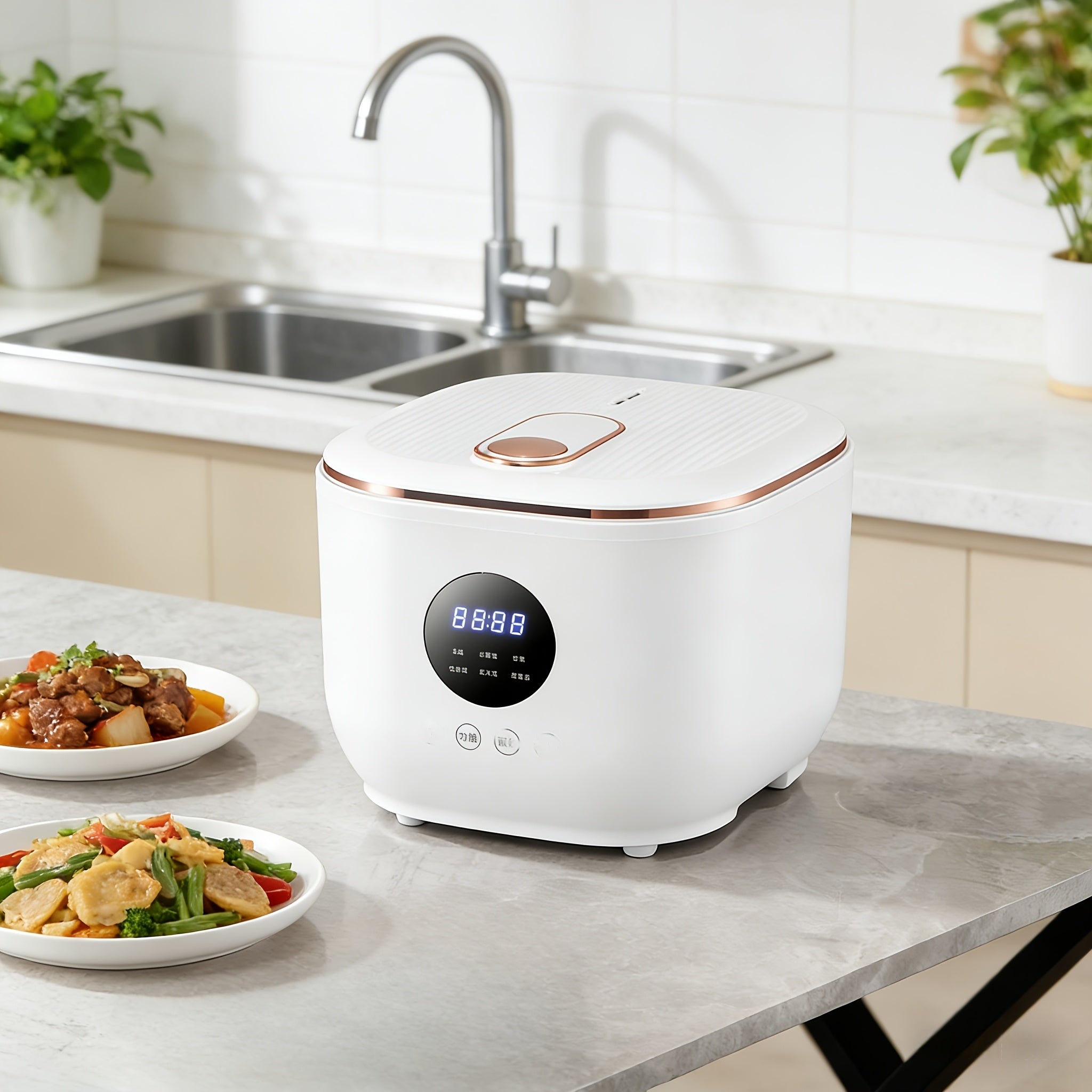 Yalulu Rice Cooker, a Digital Smart Rice Cooker with an LED Display, Multifunctional in White, with a Capacity of 3L\u002F101.44Oz, Featuring 24-Hour Smart Scheduling And 6 Selectable Functions, Ideal for Family Use