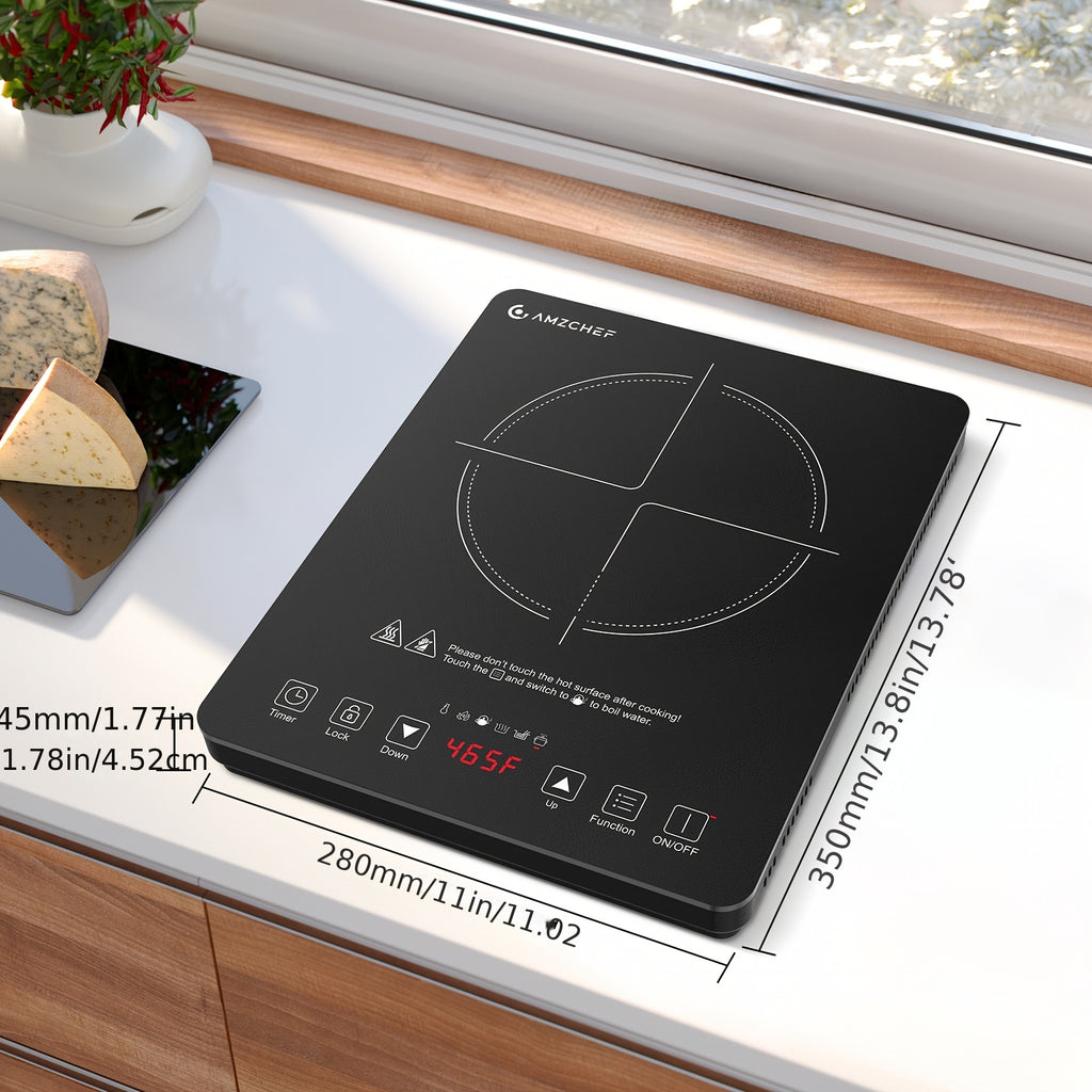 AMZCHEF 1800W Induction Cooktop, Household Single Head Portable Induction Cooker, Intelligent Touch Control, Multi Level Firepower Adjustment, with Timer And Overheating Protection