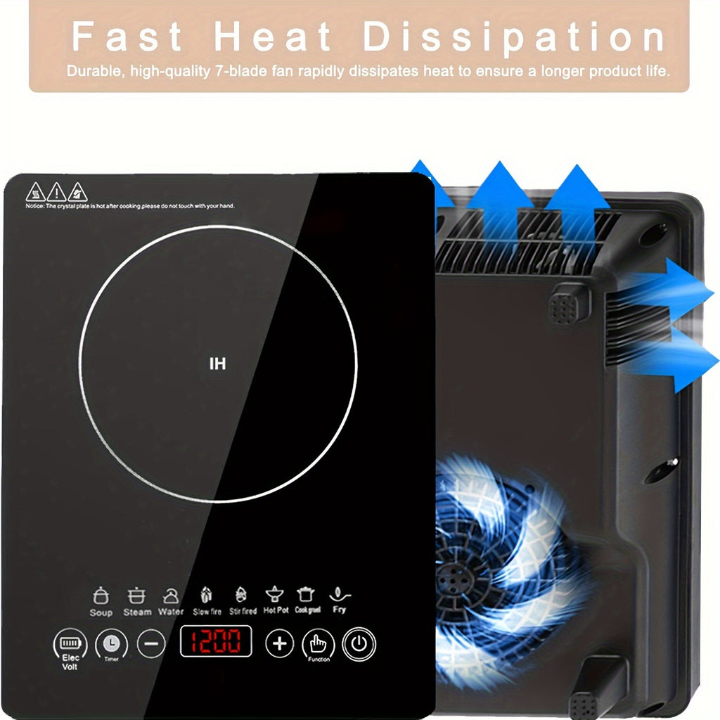 Portable Induction Cooktop Countertop Burner of Black Crystal Touch Panel, Electric Stove Burners for Cooking, Portable Stove, Hot Plates for Cooking, Electric Single Burner