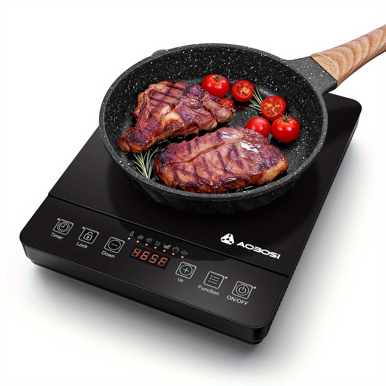 AOBOSI Portable Induction Cooktop, 1800W Fast And Efficient Cooking, Blue LCD Screen, 17 Power Levels\u002F20 Temperature Levels, Pause\u002Ftimer, One-touch Cooking, Three-stage Program, Suitable For Home Kitchens, Apartments, And As A Gift