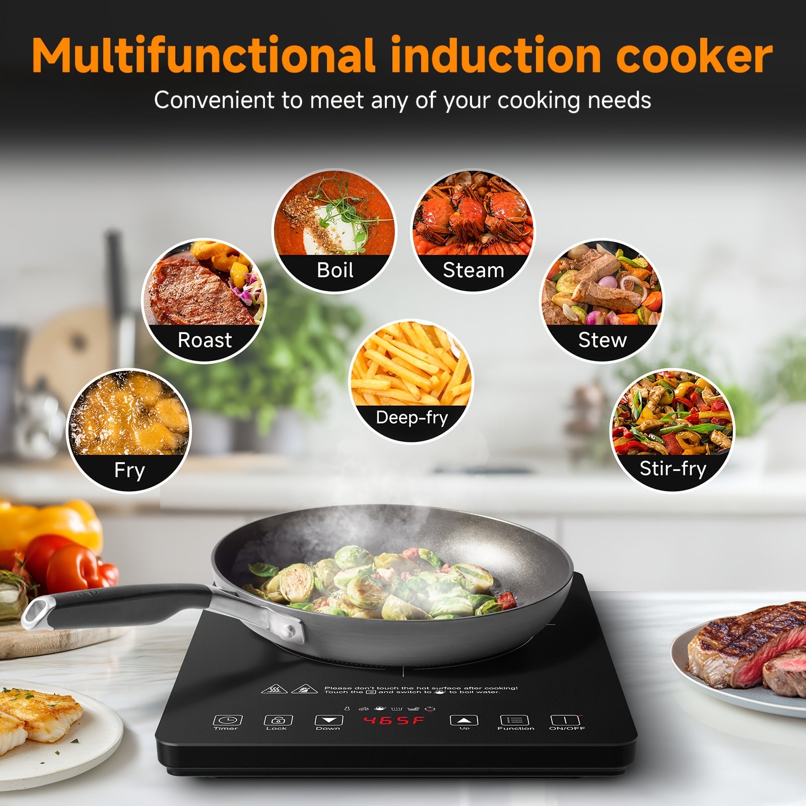 AMZCHEF 1800W Induction Cooker, Household Single Head Portable Induction Cooktop, Intelligent Touch Control, Multi Level Firepower Adjustment, with Timer And Overheating Protection Suitable for Personal Use And Gift Giving