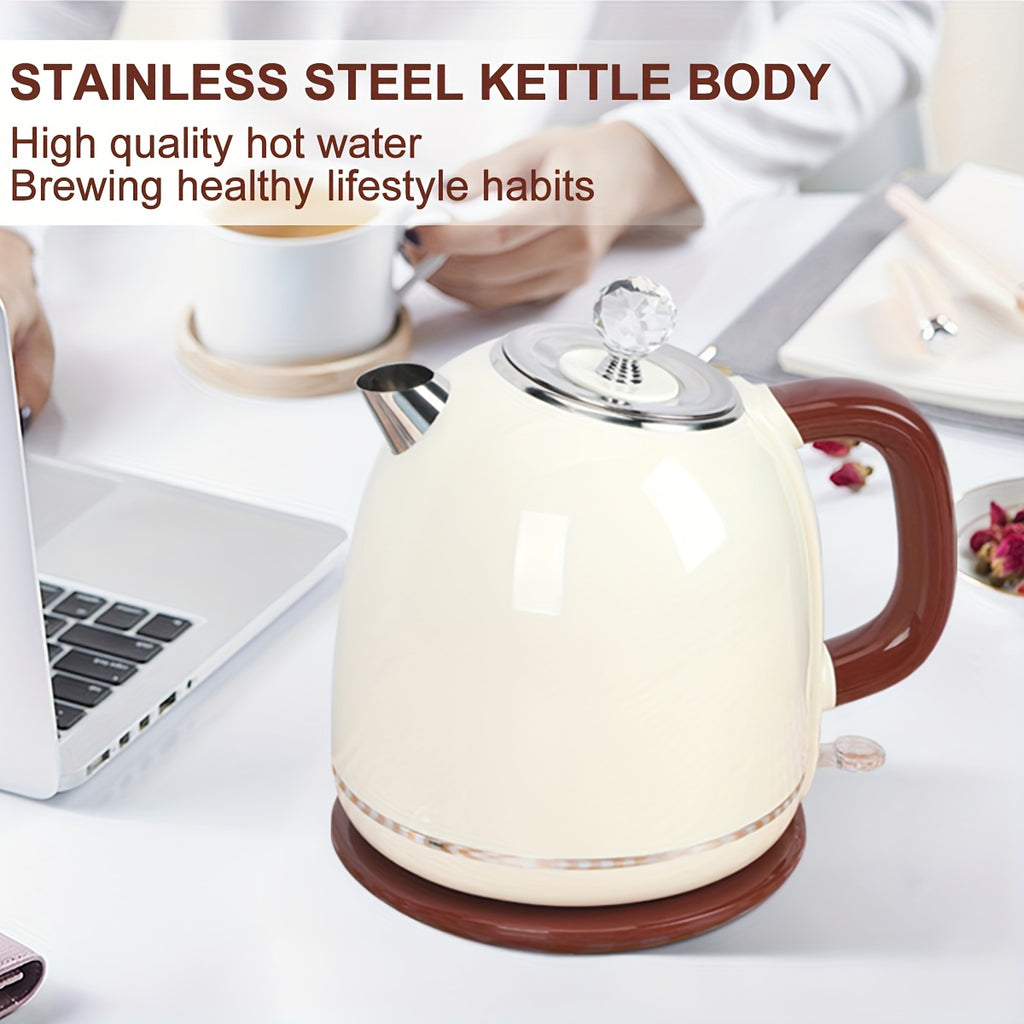 Retro-style Electric Kettle, 58 Ounces Large Capacity, Automatic Shutdown and Dry-burning Protection, Stainless Steel Inner Liner, Electric Teapot, Kettle Boiler for Quickly Boiling Coffee, Tea Sets and Beverages, Instant Kettle with Hot Bottom