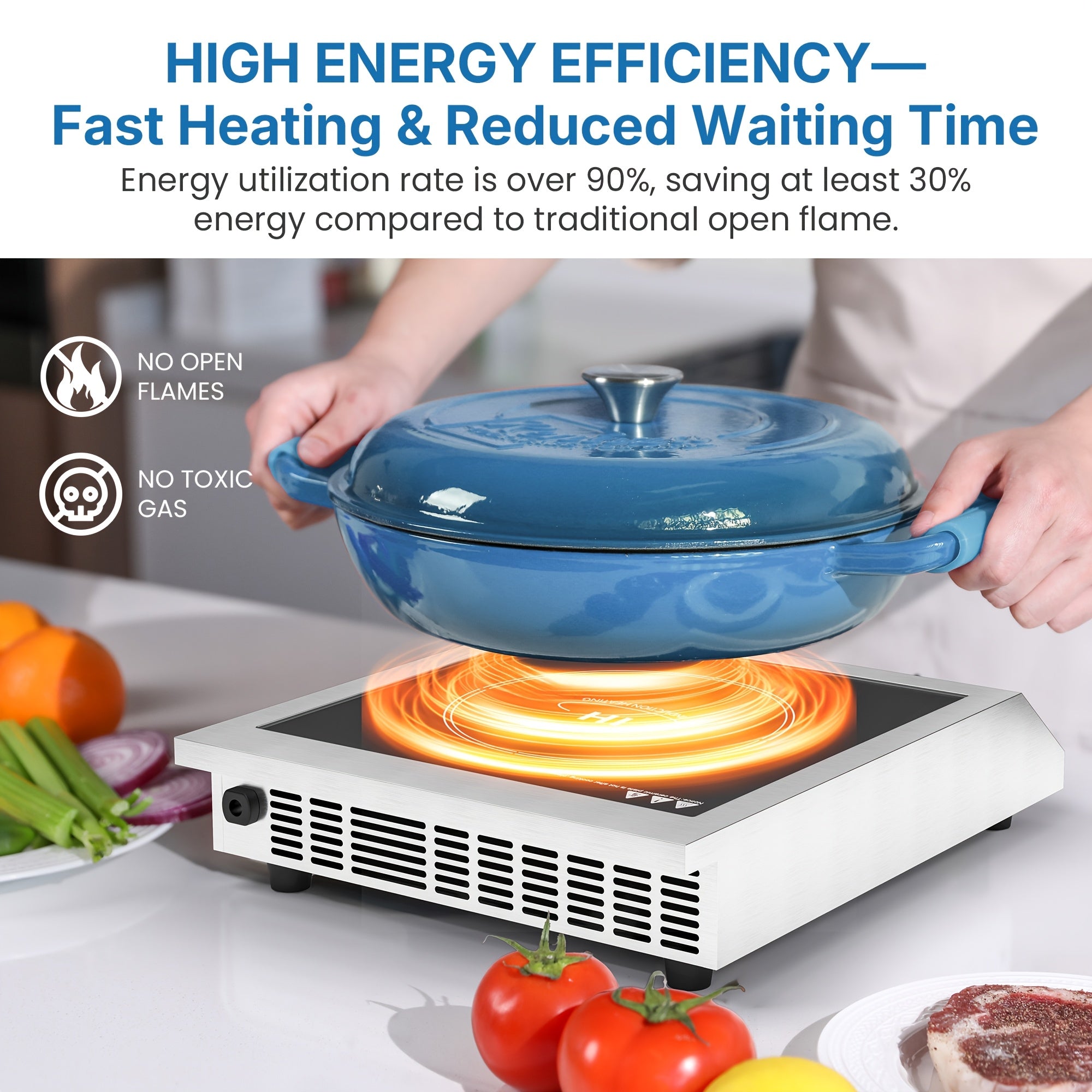 1800W Portable Induction Cooktop, Commercial Hot Plates, Commercial-Grade Electric Countertop Burner with Timer, Induction Hot Plate with LED Screen, 10 Power (100W-1800W), 14 Temp Setting (140°F-536°F)