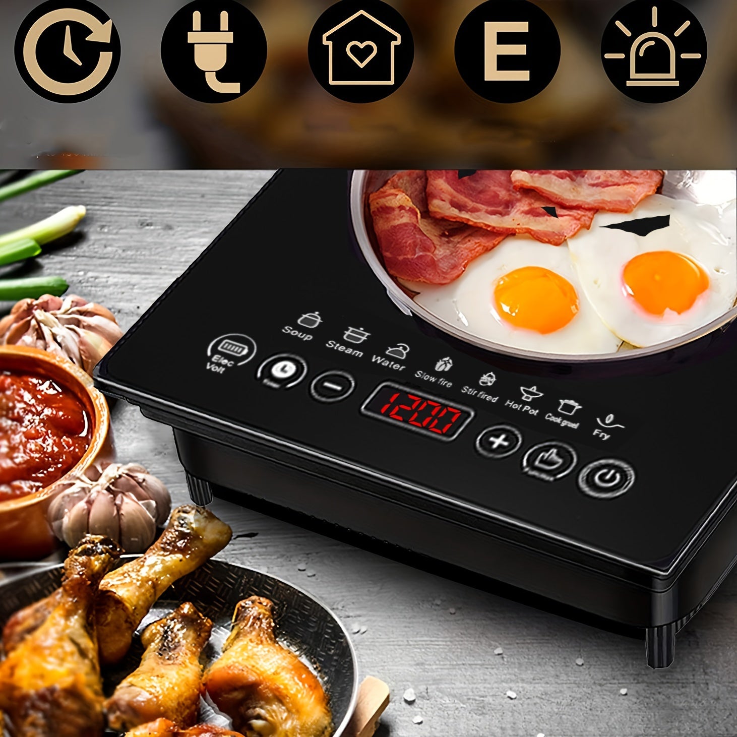 Portable Induction Cooktop Countertop Burner of Black Crystal Touch Panel, Electric Stove Burners for Cooking, Portable Stove, Hot Plates for Cooking, Electric Single Burner