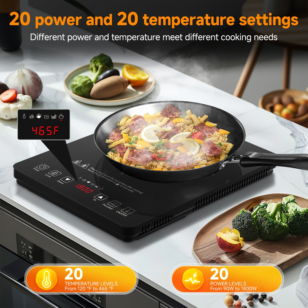 AMZCHEF 1800W Induction Cooker, Household Single Head Portable Induction Cooktop, Intelligent Touch Control, Multi Level Firepower Adjustment, with Timer And Overheating Protection Suitable for Personal Use And Gift Giving