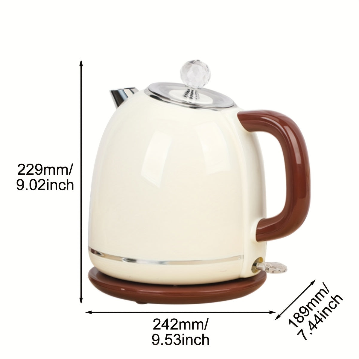 Retro-style Electric Kettle, 58 Ounces Large Capacity, Automatic Shutdown and Dry-burning Protection, Stainless Steel Inner Liner, Electric Teapot, Kettle Boiler for Quickly Boiling Coffee, Tea Sets and Beverages, Instant Kettle with Hot Bottom