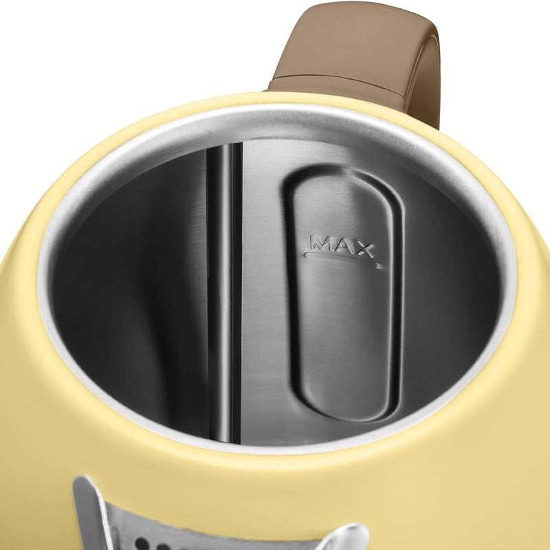 BUYDEEM K640 Stainless Steel Electric Tea Kettle with Auto Shut - Off and Boil Dry Protection, 1.7 Liter Cordless Hot Water Boiler with Swivel Base, 1440W, Mellow Yellow