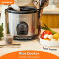MOOSUM Electric Rice Cooker With One Touch For Asian Japanese Sushi Rice, 10-cup Uncooked\u002F20-cup Cooked, Fast And Convenient Cooker With Steamer, Stainless Steel Housing And Auto Warmer