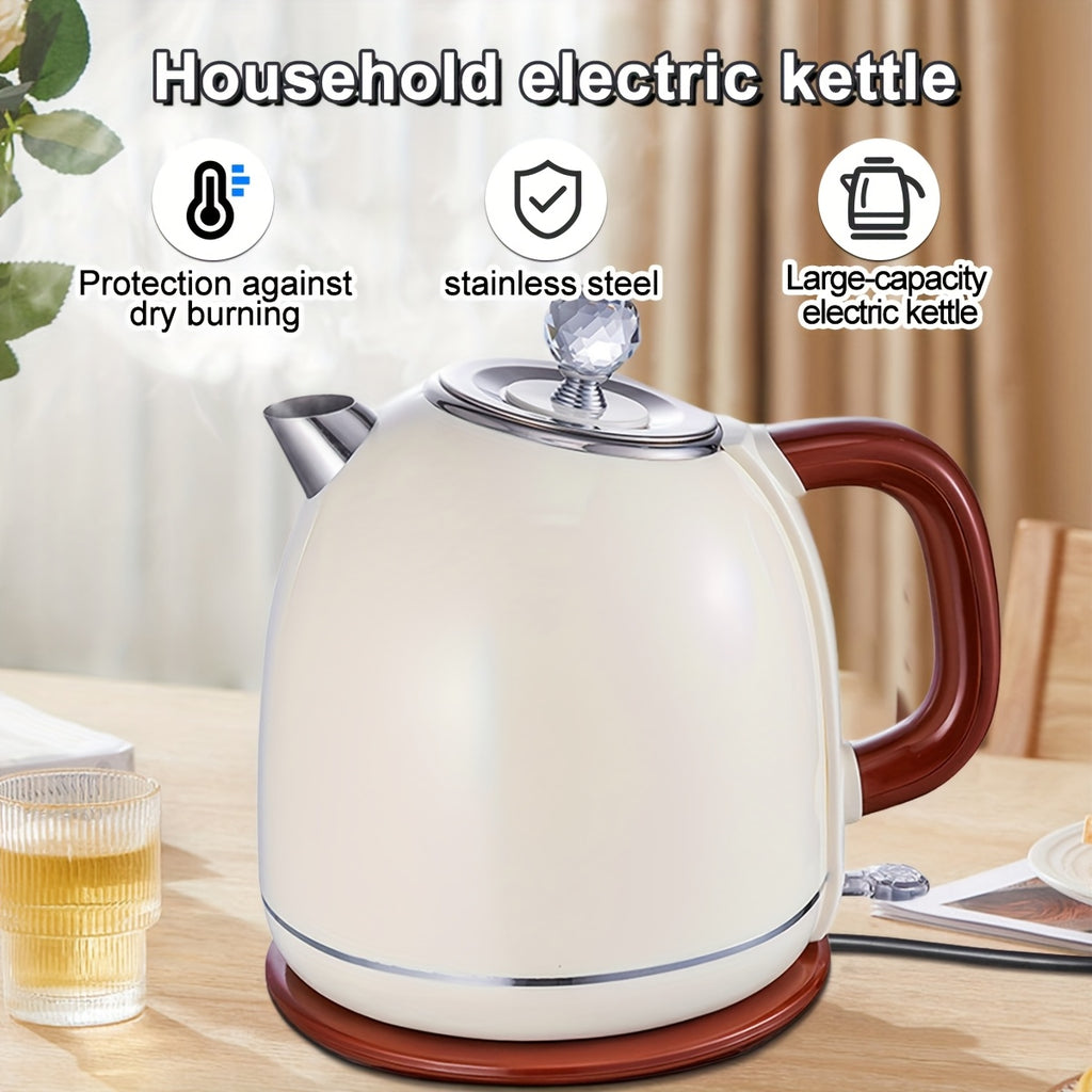 Retro-style Electric Kettle, 58 Ounces Large Capacity, Automatic Shutdown and Dry-burning Protection, Stainless Steel Inner Liner, Electric Teapot, Kettle Boiler for Quickly Boiling Coffee, Tea Sets and Beverages, Instant Kettle with Hot Bottom