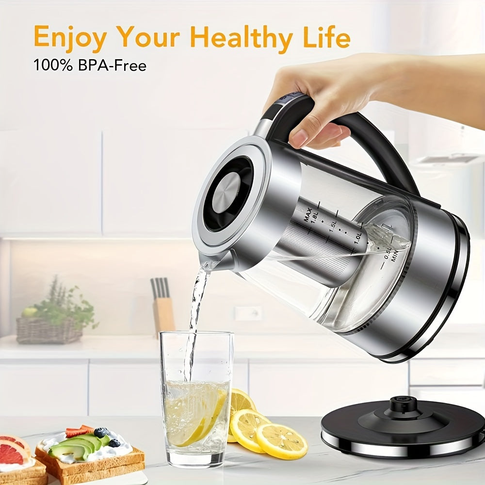 Electric Kettle, 60.87oz Electric Glass Kettle with 12 Temperature Controls, 24-Hour Keep-Warm, Stainless Steel Filter And Inner Lid, Glass Kettle for Coffee, Tea, And Powdered Milk